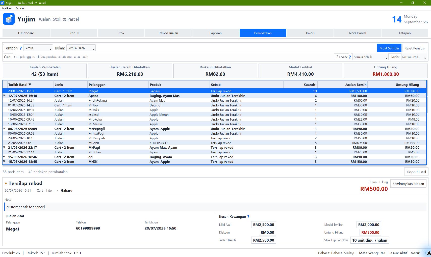 Pembatalan — Paparan aplikasi Windows · Bahasa Melayu